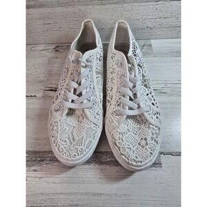 Jellypop White Floral Lace Low Top Sneakers Womens Casual Comfort Shoes